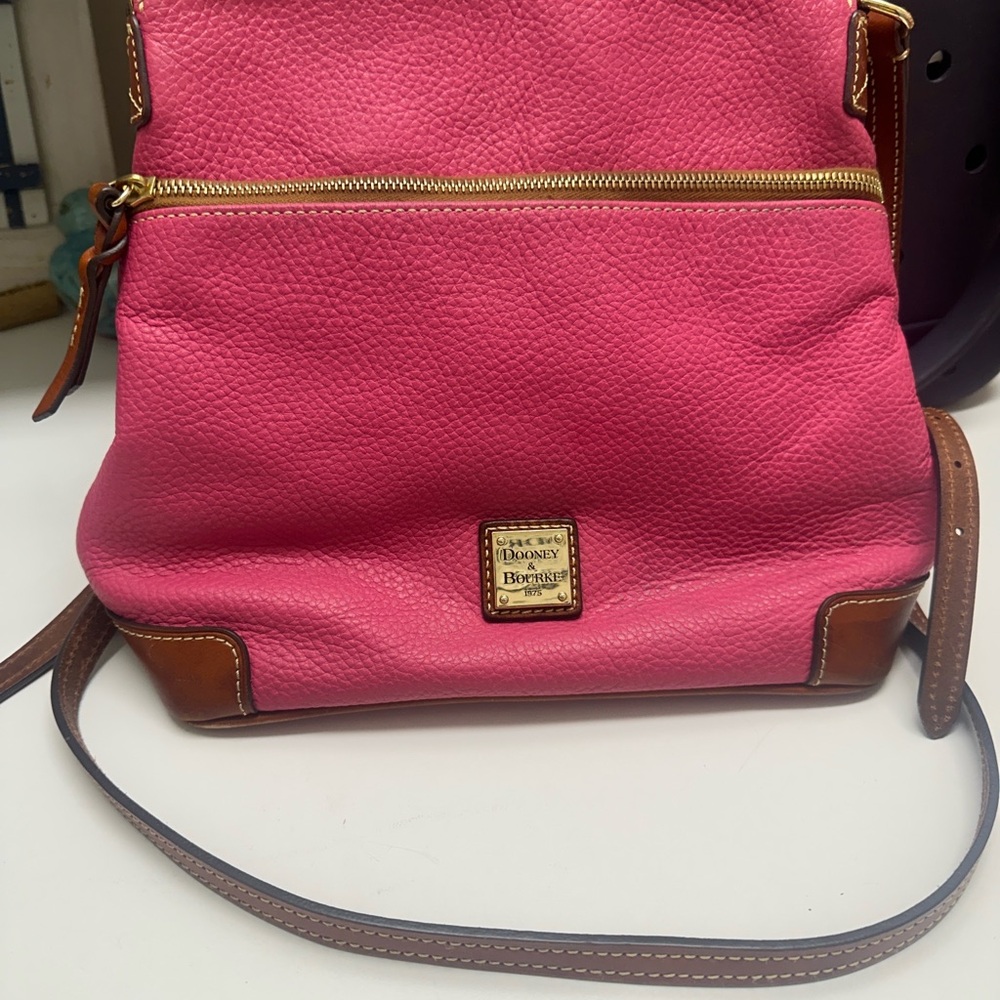 Dooney & Bourke Fuchsia and Brown Crossbody Bag